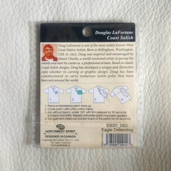 'Eagle Defending' 2.5" Embroidered Patch Indigenous Design by Douglas LaFortune - Picture 2 of 4